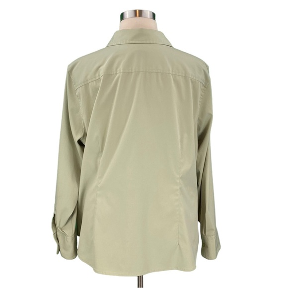 Lane Bryant Khaki Sage Green Basic Button Down Blouse - Picture 6 of 12